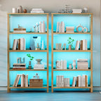 Vlsrka Wooden Bookshelf with Lights, 5 Tier Bookshelf with Storage, Tall - Image 8