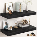 30Inch Black Floating Shelves for Wall, 12 Inch Deep Shelves for Bedroom by FunMemories