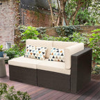 Devoko Patio Furniture Sofa Sets Outdoor All-Weather Sectional Corner Sofa and - Image 8