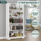 TVU 5-Tier Wooden Book shelf, Floor-Standing Display Bookcase, Farmhouse Style - Image 4