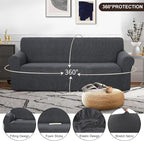 U-NICE HOME Oversized Stretch Couch Cover Slipcover, Dark Grey | 3 Cushion Sofa - Image 3
