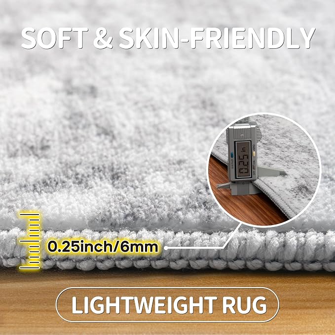 Aelenmu 6x9 Area Rugs for Living Room Bedroom Dining Room Washable Grey | Soft - Image 6