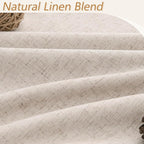 Oatmeal 100% Blackout Linen Curtains 63 Inch Length 2 Panels Set - Image 3