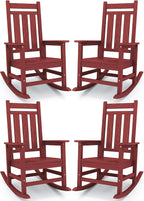 KINGYES Oversized Outdoor Rocking Chair Set of 4, All-Weather Patio Rocking by KINGYES