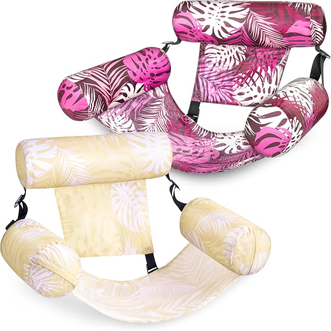 SLOOSH Inflatable Pool Floats Adult, 2 Packs Floating Lounge Chairs, Blow up by Sloosh