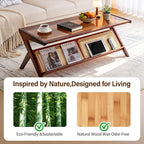 Tiita Rattan Coffee Table, Bamboo Accent Bedside Tables, Glass Nightstand Side - Image 9