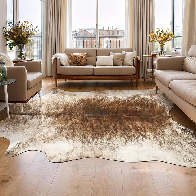 8x10 Faux Cowhide Area Rug for Living Room Animal Skin Rug, Cool Western by AROGANAREARUG