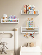 Maxpeuvon Nursery Bookshelves Set of 3, Natural Wood Nursery Floating Shelves - Image 2