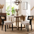 HNY Mid Century Modern Rattan Dining Chairs Set of 2, Farmhouse Linen by HNY