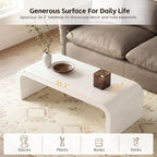 Modern Curved Coffee Table, 47.2’’ Minimalist Waterfall Center Table - Image 3