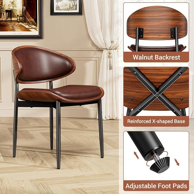 YaFiti Dining Chairs Set of 2, Dining Room and Kitchen Chairs, Mid Century - Image 5