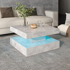 HedoAjim Grey LED Coffee Table for Living Room, Living Room Table 2-Tier Square - Image 8