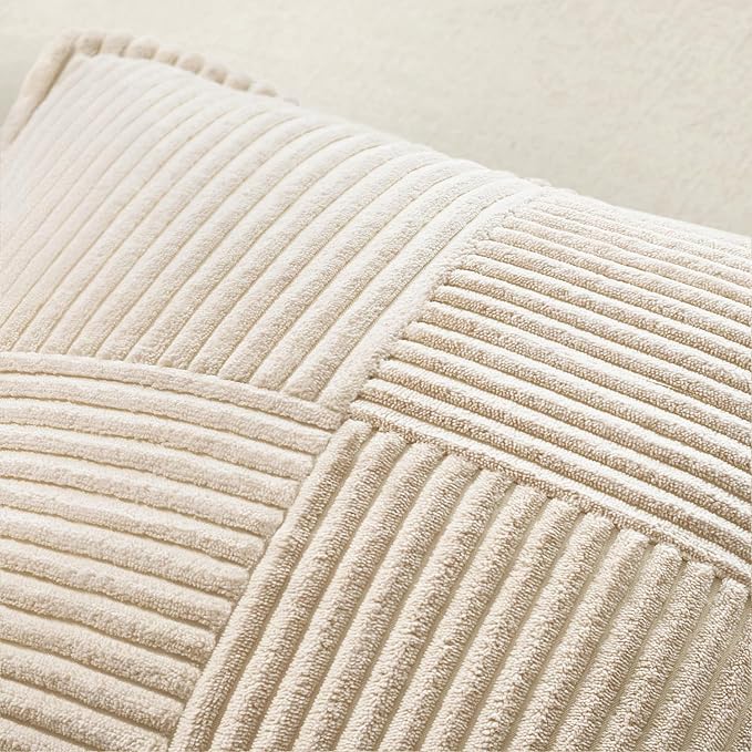 MIULEE Decorative Lumbar Throw Pillow Covers 12x20 Inch Beige 2 Pack | Boho - Image 5