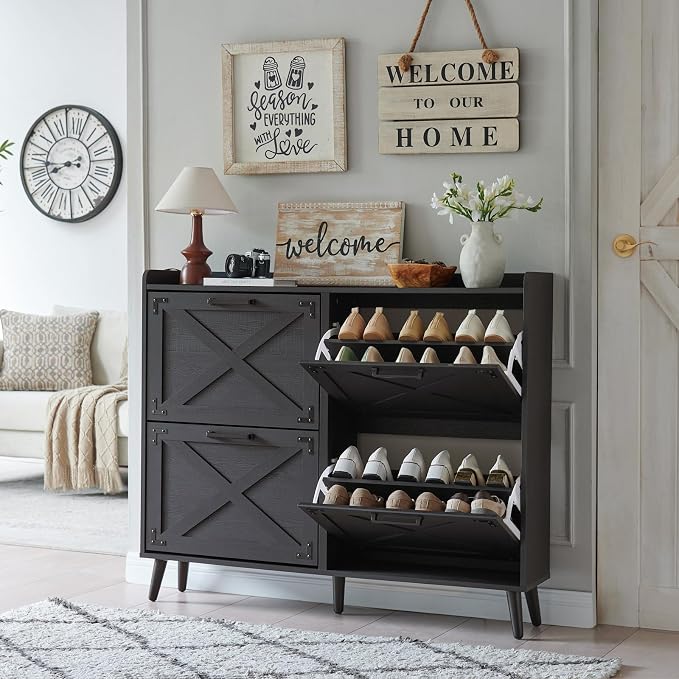 Barnyatoh Shoe Storage Cabinet, Farmhouse Shoe Organizer by Barnyatoh