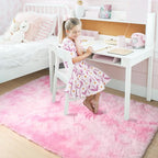 Amdrebio Pink White Fluffy Kawaii Area Rug 4x6 - Image 3
