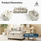 HERA'S HOUSE 3 Pieces Modular Sectional Sofa Sets, Oversized Couch Set - Image 9