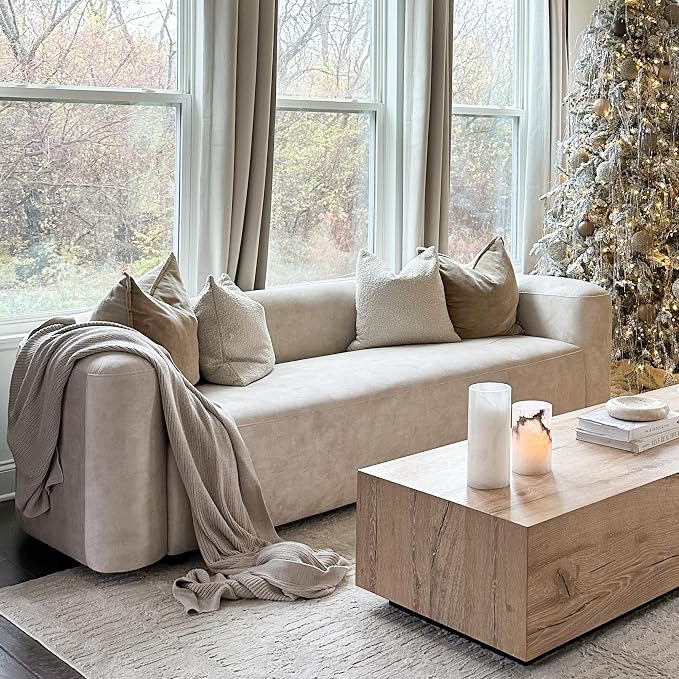 Acanva Luxury Modern Tight Curved Back Velvet Sofa, Minimalist Style Comfy Couch - Image 3