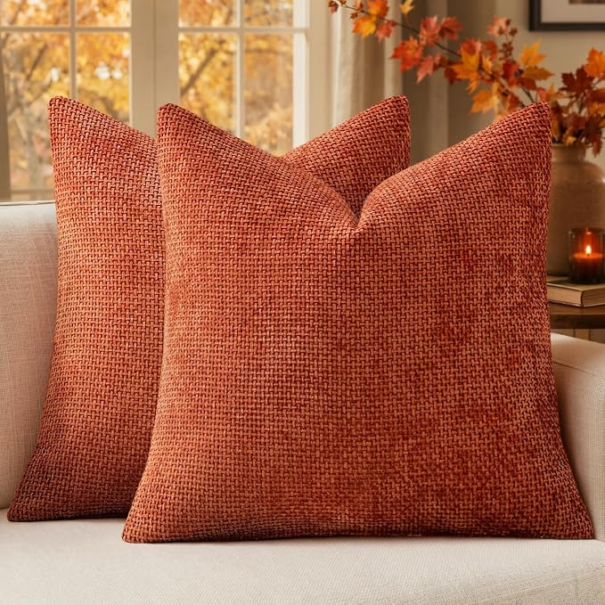MIULEE Fall Decorative Couch Throw Pillow Covers 16x16 Burnt Orange 2 Pack | by MIULEE