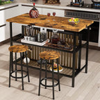 AWQM Kitchen Island with Seating & Storage Shelf, Wooden Island Table - Image 2