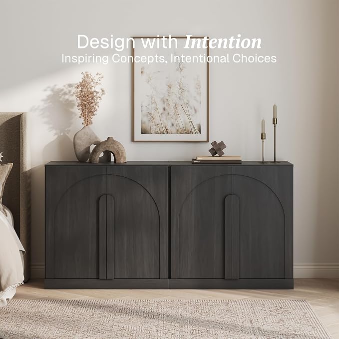 BELLEZE Set of 2 Modern Buffet Cabinets-Large Sideboard Credenza - Image 3