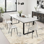 Area Rug Living Room: 8x8 Modern Washable Soft Carpet Beige Brown | - Image 4