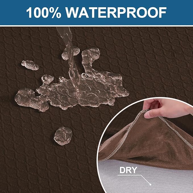 Smiry Waterproof Seat Covers for Dining Room Chairs Set of 6, Stretch Jacquard - Image 3