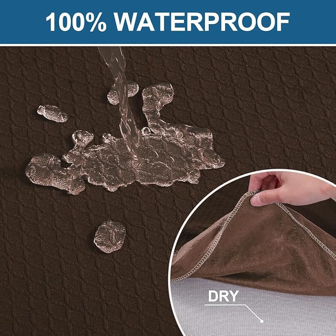 Smiry Waterproof Seat Covers for Dining Room Chairs Set of 4, Stretch Jacquard - Image 3