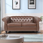 LEVNARY Leather Sofa, Chesterfield Tufted Upholstered 2 Seater Couch, Modern by LEVNARY