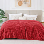 BEDELITE 3D Ribbed Jacquard Red King Size Blankets - Image 2