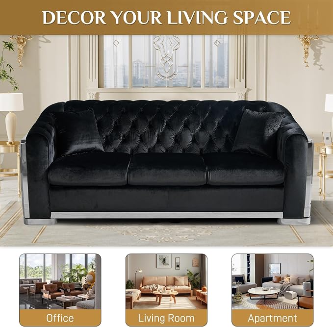 DAMAIFROM Mid Century Modern Chesterfield Sofa Couch, 6 Seater Tufted Sofas - Image 8