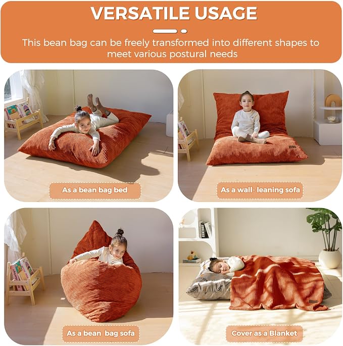 MAXYOYO 3 in 1 Kids Bean Bag Chair Couch, Convertible Chair Folds from Bean Bag - Image 4