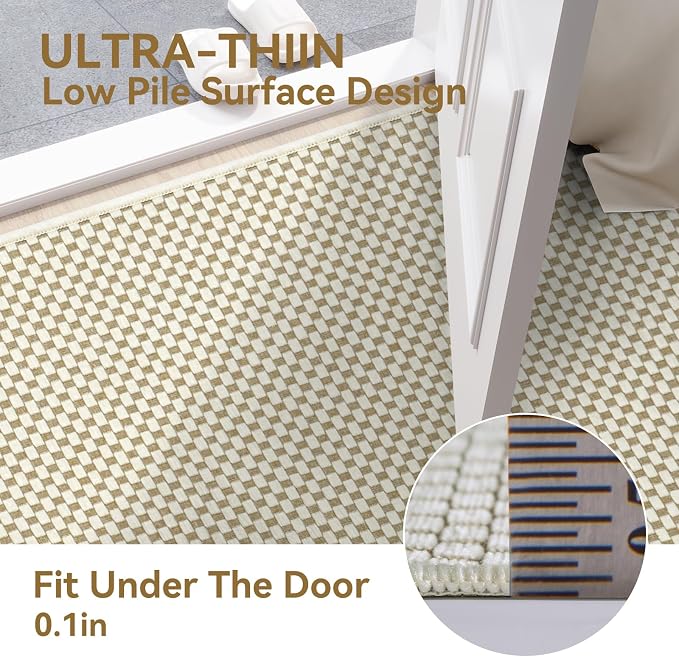 Indoor Front Door Mat Entryway Rug Non Slip Washable Beige 2x3 ft | Front Entry - Image 3