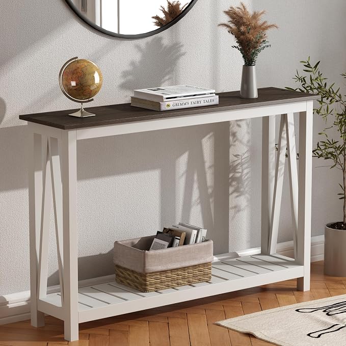 ChooChoo Farmhouse Console Table, Rustic Vintage Narrow Sofa Table - Image 3
