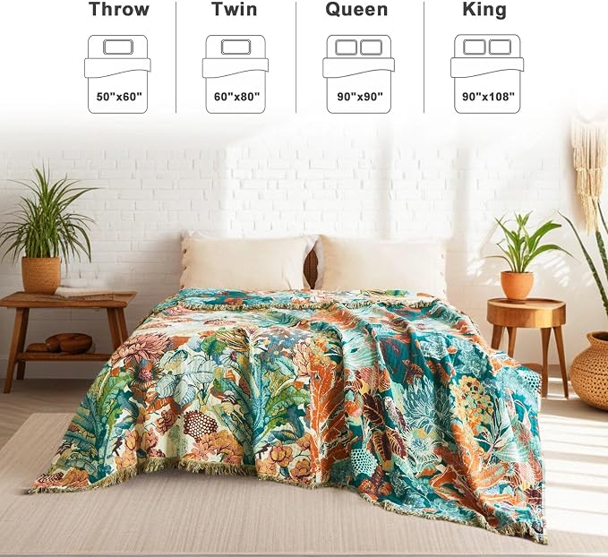 LUTBM Boho Throw Blanket for Couch Sofa Chair Cotton Summer Blankets for - Image 3