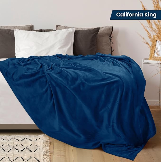 Utopia Bedding Fleece Bed Blanket California King Size Navy | Microfiber Plush - Image 2