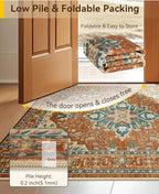 RELEANY Washable Area Rug, Water Repellent, Pet Friendly, Vintage Floral Boho - Image 4