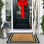 Front Door Mat Indoor Outside Entrance, 2x3 Black Tan Striped Rug | Non-Slip - Image 9