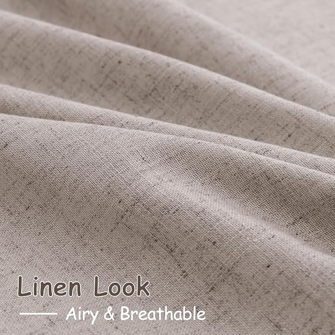 Brownish Grey Linen Curtains for Living Room 100 Inches Long Back Tab Light - Image 4