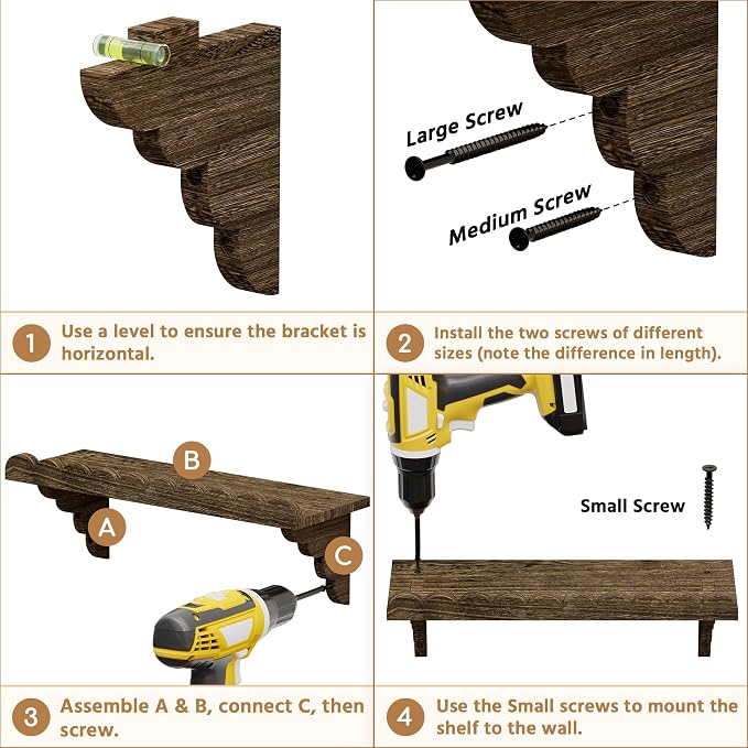 QsQueen Scalloped Wood Wall Shelf – 17 Inch Floating Shelf - Image 7