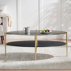 LumFurn Oval Glass Coffee Table, Mid-Century Modern Design, L43 x W22 x H17 inch - Image 5