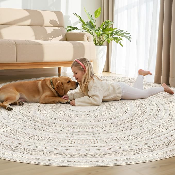 cotiled 8x8 Round Rug 8ft Circle Living Room Boho Area Rugs | Solve Modern - Image 7