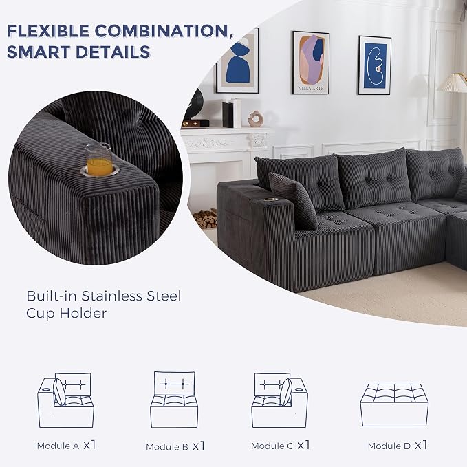 MAXYOYO Modular Sectional Sofa Couch, L Shaped Modern Cloud Couch - Image 5