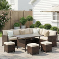 Wisteria Lane 7 Piece Patio Furniture Set, High Curved Back Wicker Patio by WisteriaLane
