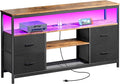 Huuger TV Stand Dresser with Power Outlets and LED Lights, 4 Drawers by Huuger