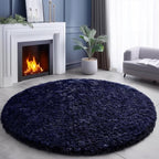Amdrebio Dark Navy Blue Large Round Circle Rug 6Ft - Image 8