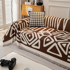 VClife Boho Couch Cover, Reversible Brown Geometric Checkered Sofa Cover - Image 7