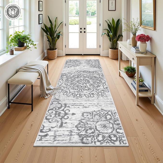HEBE Hallway Runner Rug 2'x6', Washable Non Slip Kitchen Rug Runner | Soft Boho - Image 7