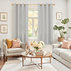 YoungsTex Grey Linen Curtains 63 Inch Length 2 Panels - Image 2