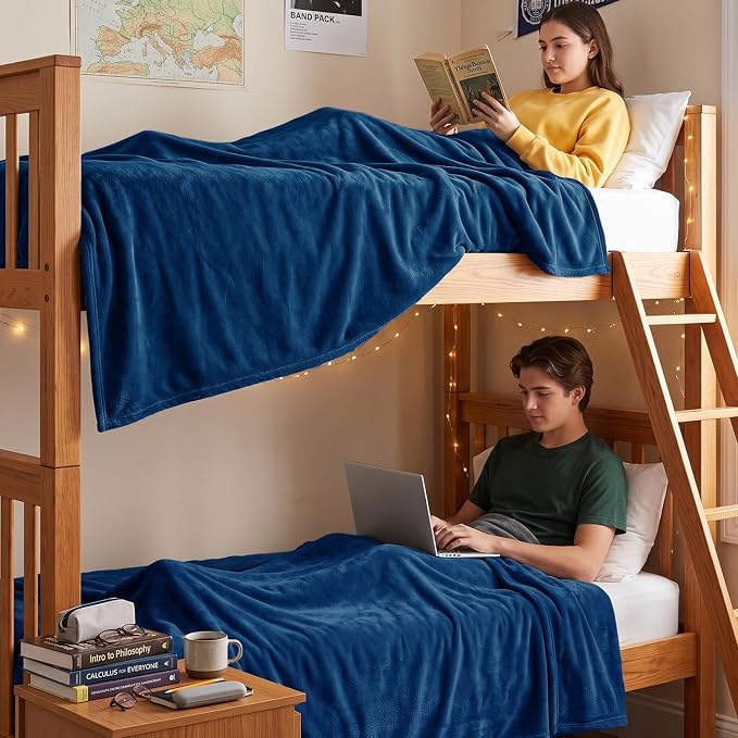 Utopia Bedding Ultra Soft Fleece Bed Blanket Twin XL Size Navy | College Dorm - Image 3