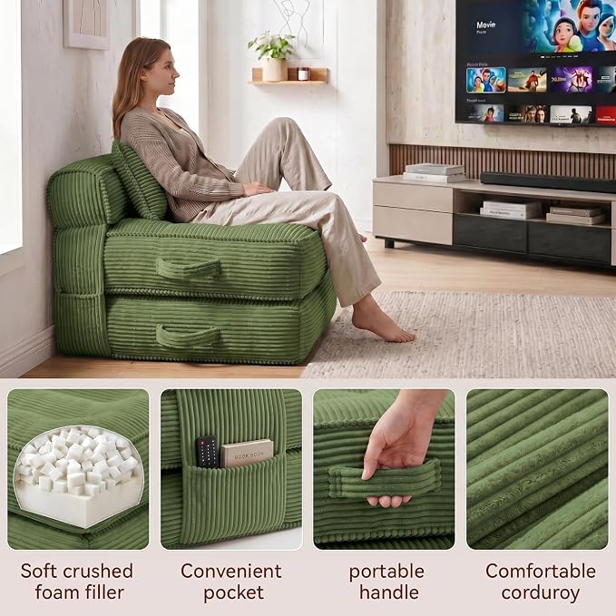 Folding Sofa Bed, Convertible Sleeper Chair - Image 4